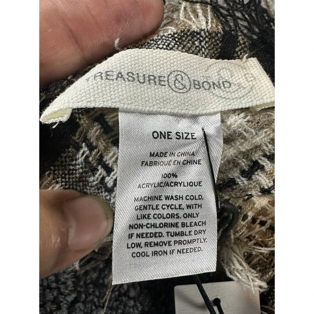 Treasure & Bond Ivory Boyfriend Check Scarf - Oversized Plaid Wrap NWT